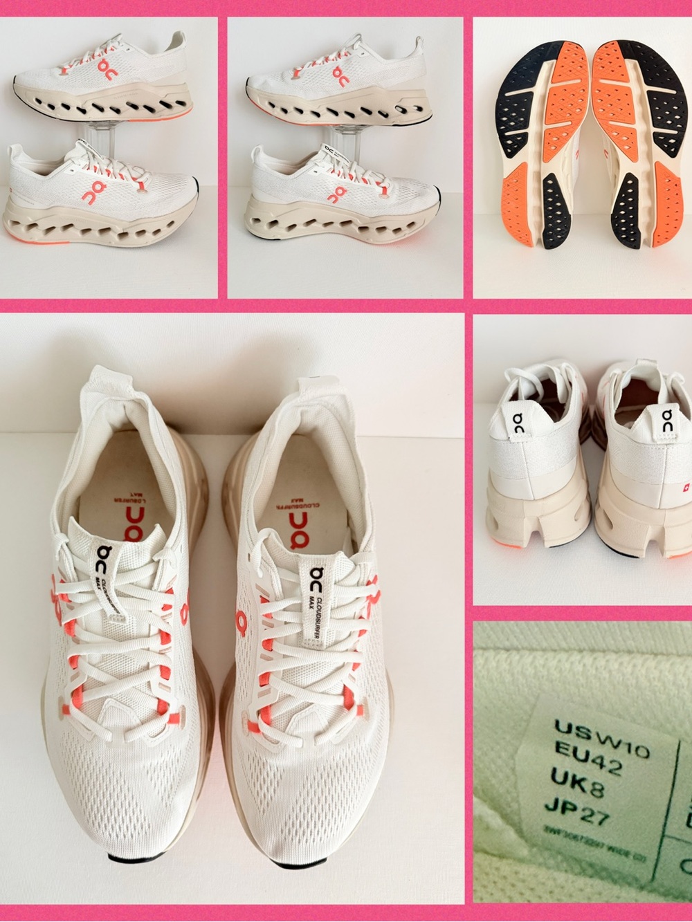 ON CLOUD SURFER MX Women's Sneakers in White with Coral Accents